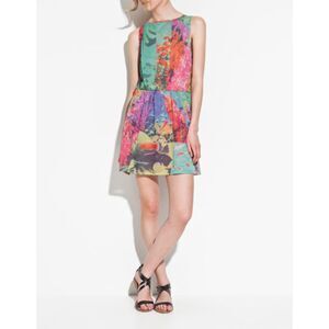 Zara, Backless Colorful Aquatic Sleevless Mini Dress, S Vibrant Ocean Print